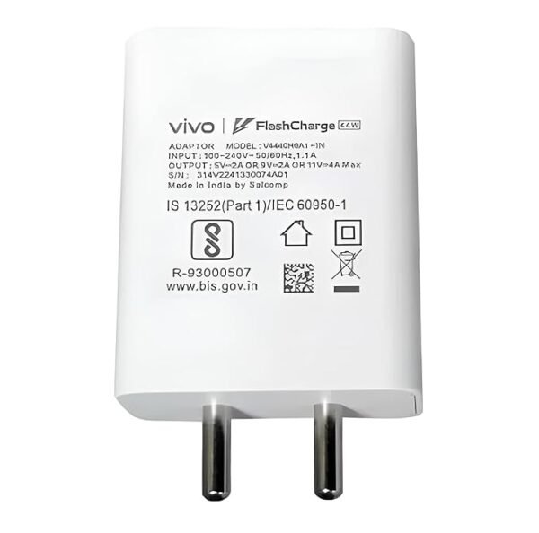 Original 44W Flash Charger Compatible for Vivo V25 5g/v23 5g/v23 E 5g/v23pro 5g/y35/y75/y73/v25/v23/v325e/v21/v21 Pro Fast Charging for Your Devices Vivo Only Adapter (White)