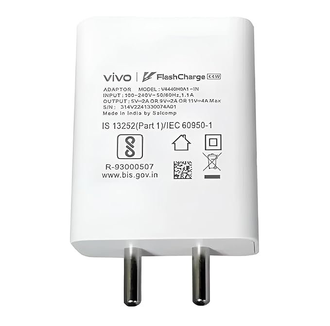 Original 44W Flash Charger Compatible for Vivo V25 5g/v23 5g/v23 E 5g/v23pro 5g/y35/y75/y73/v25/v23/v325e/v21/v21 Pro Fast Charging for Your Devices Vivo Only Adapter (White)
