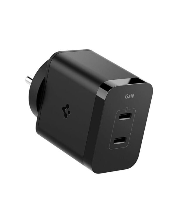 Spigen GaN Total 45w PE2211IN Fast Charger Adapter [PD, PPS] for iPhone 16/15/14/13(Pro,Pro Max,Plus), Galaxy S25/S24/23/22/21, Note 20/20+/10/10+/S10 5G (S/A/F/M) Vivo, Oppo and More - Black