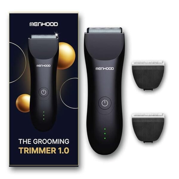 MENHOOD Men's WaterProof Cordless Grooming Trimmer for Men | 2 Extra Blades | Suitable for Beard | Body Private Part Shaving | Head and Pubic Hair | 150min Run Time (Black)