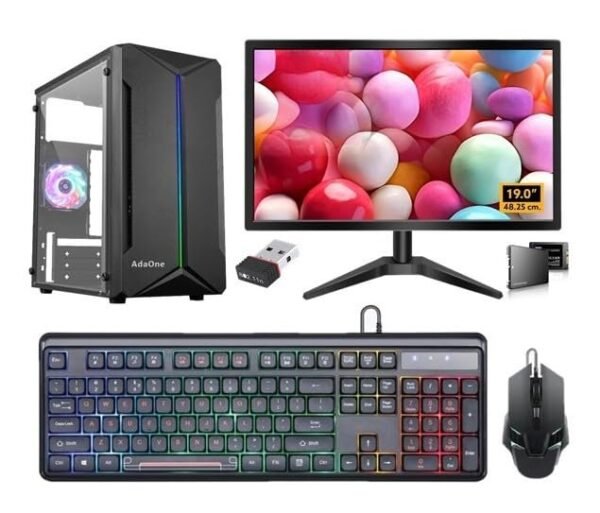 AdaOne AIO-ZX18 Desktop Computer Set with Core i3 9100, 16GB RAM, 256GB SSD, 1TB HDD, 19" Monitor, Gaming Keyboard & Mouse, WiFi, Windows 11 (16-256-1TB)