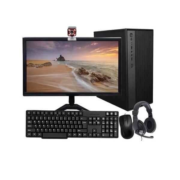 TECNICO Student Learning Desktop Set, 20" HD All-in-One Computer, Dual Core 3rd Gen, 4 GB RAM, 128 GB SSD, 20" LED Monitor, Keyboard & Mouse, Webcam, Headphone & Mic, WiFi, 2 Years Warranty