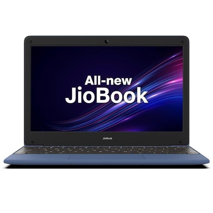 JioBook 11 (2023) NB1112MM(BLU) (Mediatek 8788 Octa-core 2 GHz/ARM Mali G72 MP3 @800 MHz/29.5cms 60 Hz/Thin and Light Laptop/ 4 GB LPDDR4/ 64 GB eMMC/JioOS 4G LTE, Dual Band Wi-Fi/Blue/ 990 GMS)