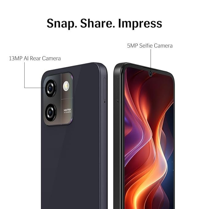 Lava O3 (Glossy Blue, 3 GB RAM, 64 GB Storage) | Biggest 6.75" HD+ Display | 13MP AI Dual Rear Camera | 5000 mAh Battery | Secure Face Unlock | Fingerprint Reader | Charger & Phone-Cover in Box